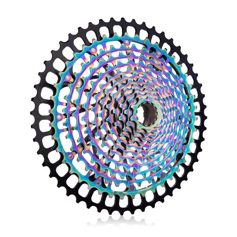 SET Cassette, Cadena, Mando y Desviador ZTTO para MTB 12 Velocidades HG / 11-50 Dientes / Color Rainbow